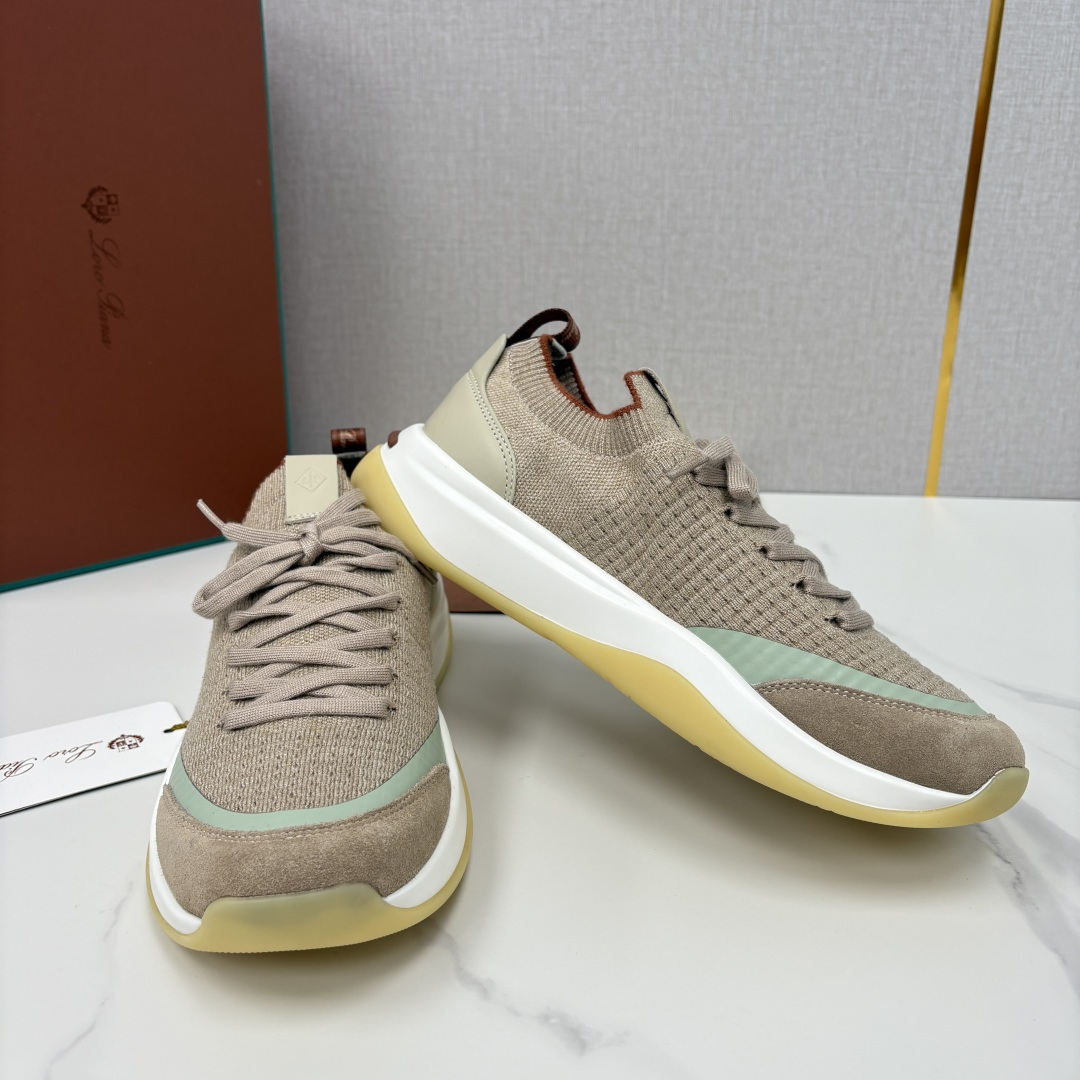 💋💍LP 家新品运动鞋 Loro Pian* 诺悠*翩雅 Week End Walk 男士飞织拼接休闲运