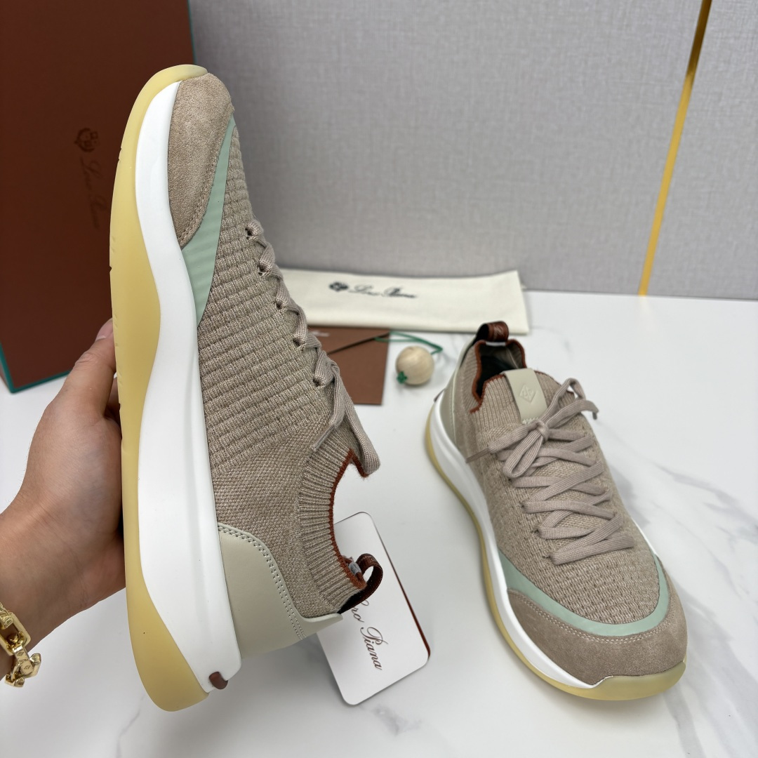 💋💍LP 家新品运动鞋 Loro Pian* 诺悠*翩雅 Week End Walk 男士飞织拼接休闲运