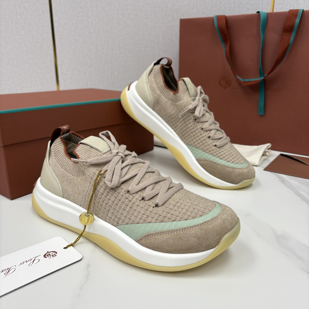 💋💍LP 家新品运动鞋 Loro Pian* 诺悠*翩雅 Week End Walk 男士飞织拼接休闲运