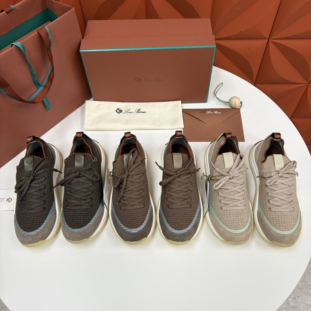 💋💍LP 家新品运动鞋 Loro Pian* 诺悠*翩雅 Week End Walk 男士飞织拼接休闲运