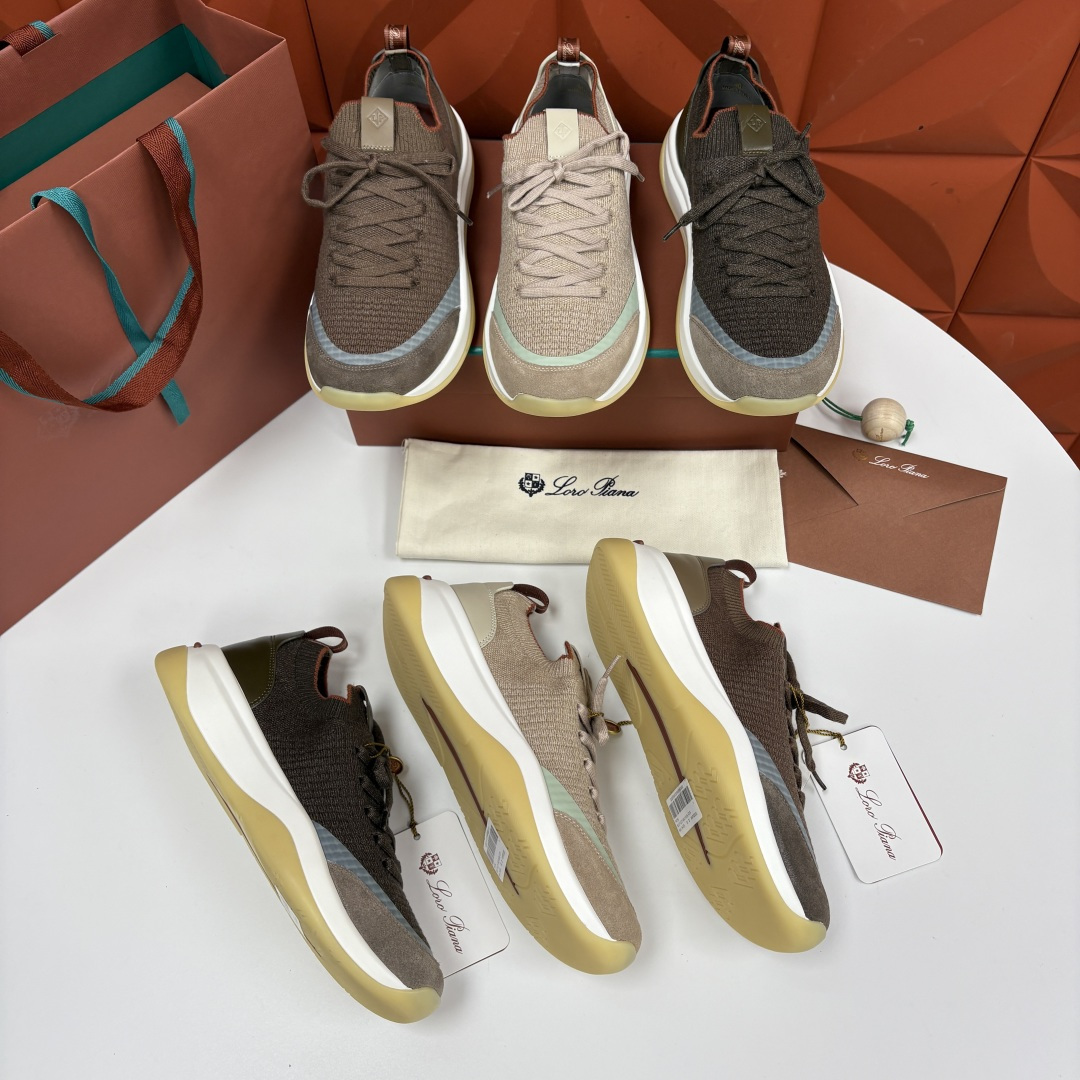 💋💍LP 家新品运动鞋 Loro Pian* 诺悠*翩雅 Week End Walk 男士飞织拼接休闲运
