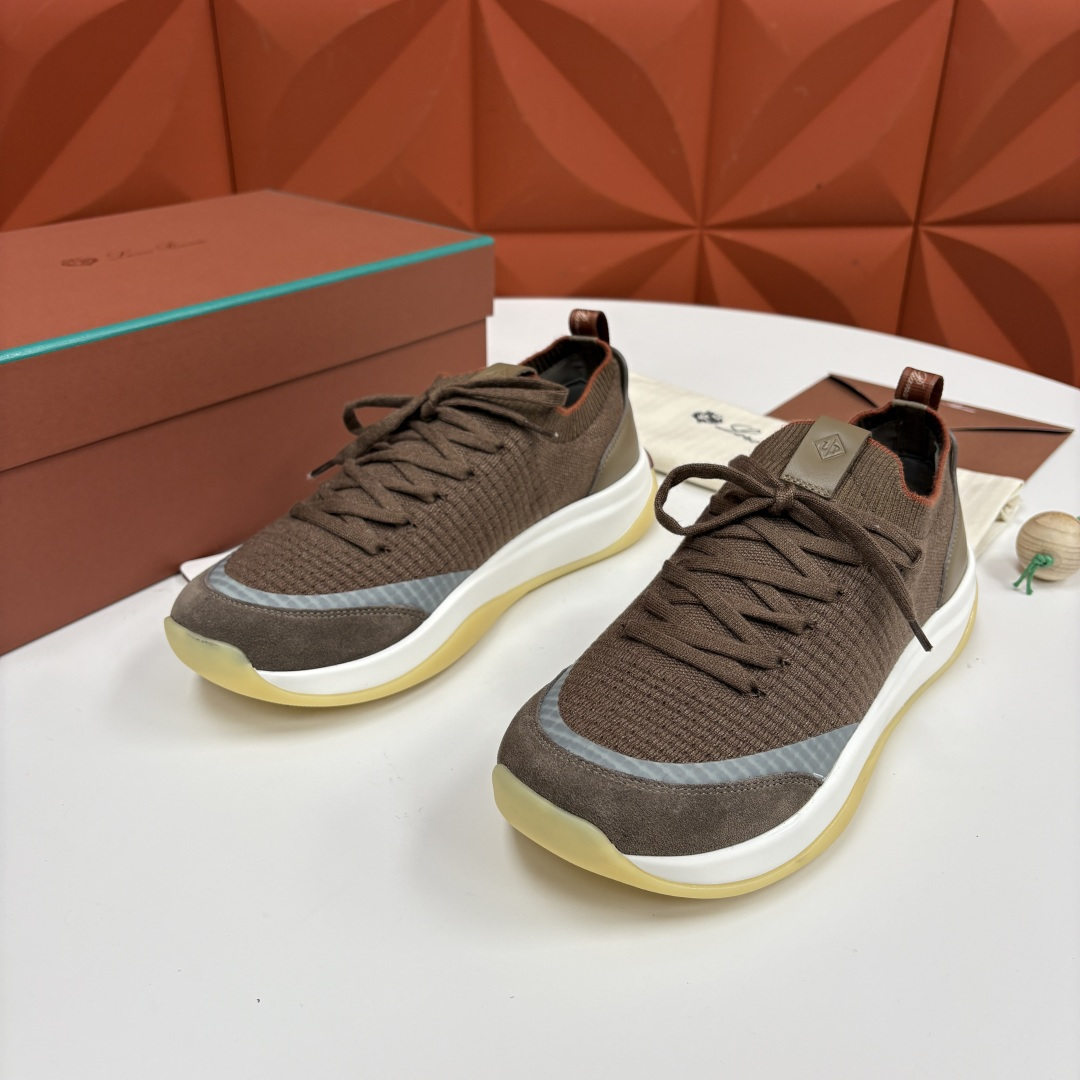 💋💍LP 家新品运动鞋 Loro Pian* 诺悠*翩雅 Week End Walk 男士飞织拼接休闲运