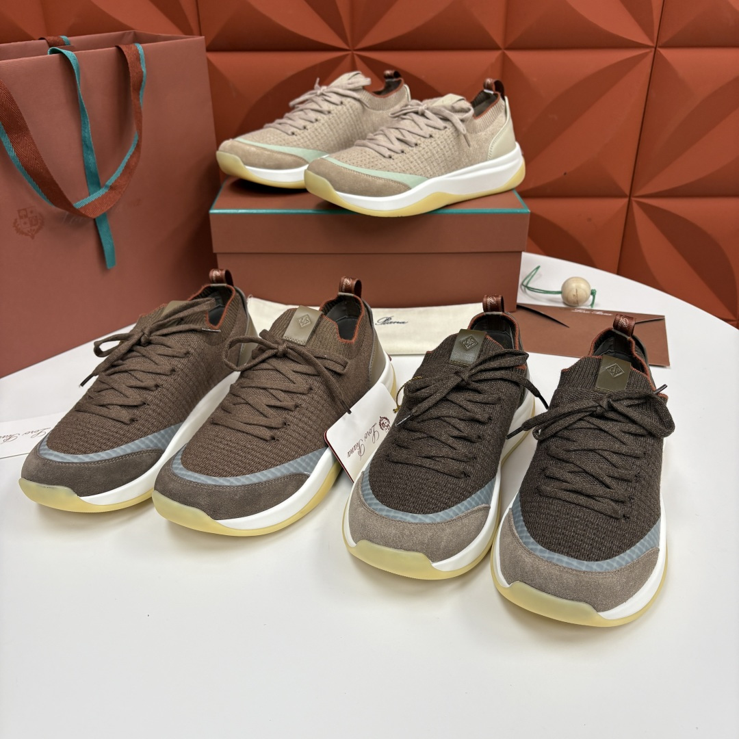💋💍LP 家新品运动鞋 Loro Pian* 诺悠*翩雅 Week End Walk 男士飞织拼接休闲运