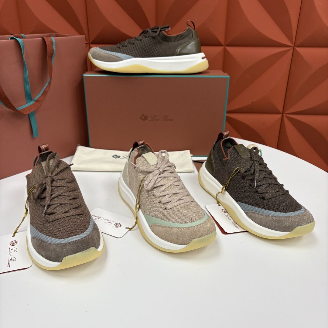 💋💍LP 家新品运动鞋 Loro Pian* 诺悠*翩雅 Week End Walk 男士飞织拼接休闲运