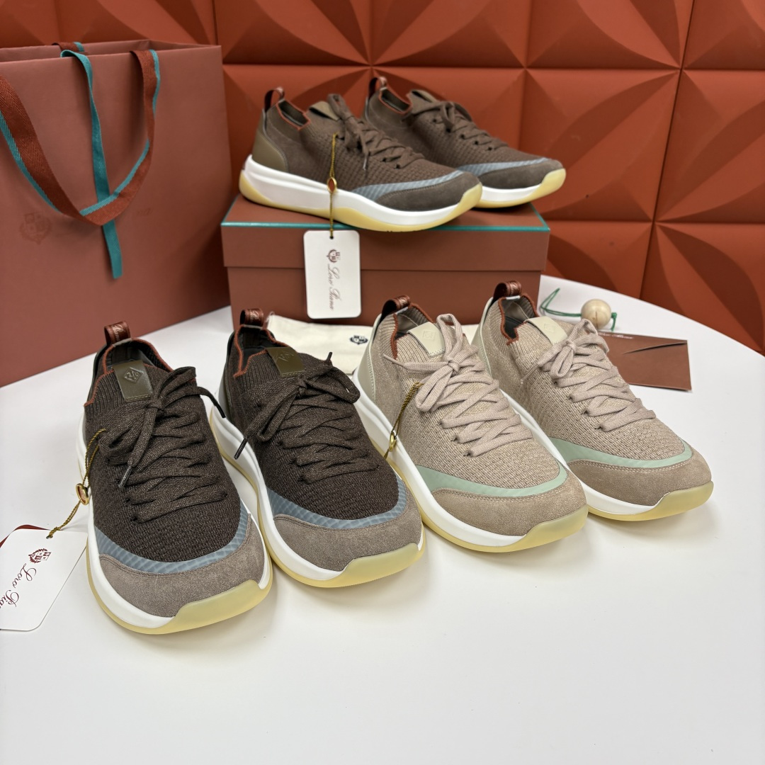 💋💍LP 家新品运动鞋 Loro Pian* 诺悠*翩雅 Week End Walk 男士飞织拼接休闲运