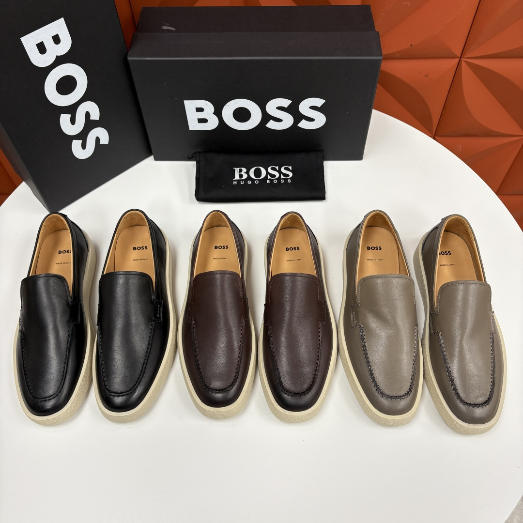 💋💍BOSS 男士新款 HUG*O BOSS男士休闲乐福鞋 商务与休闲的质感平衡。采用头层小牛皮，皮质细