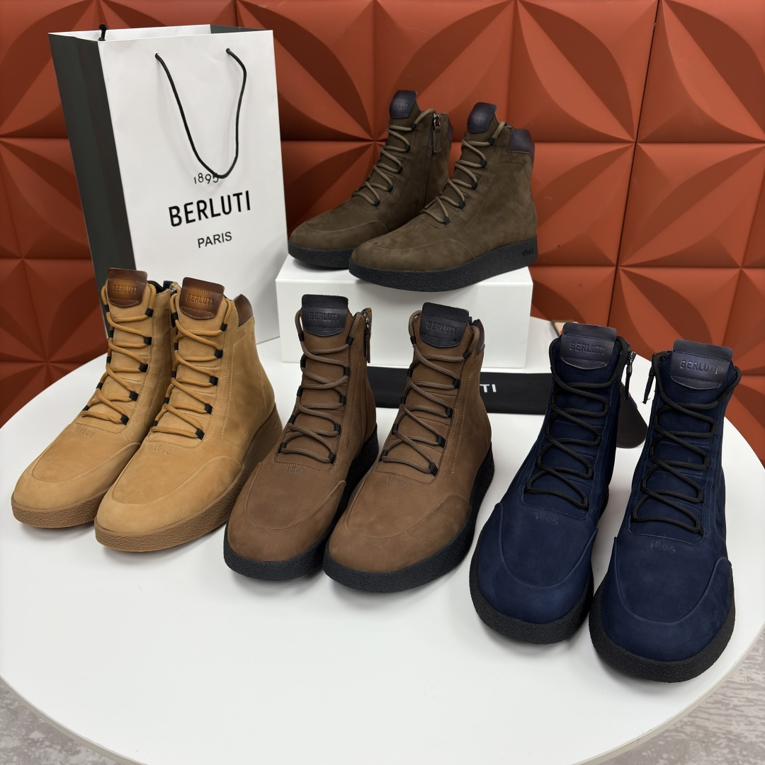 💋💍 布鲁提 Berlut* 男士新品高帮靴 户外徒步靴 官方 19,400 采用优质磨面皮，触感细腻且