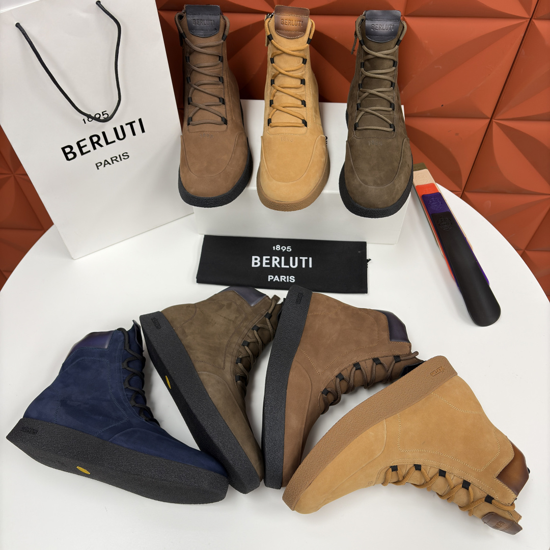 💋💍 布鲁提 Berlut* 男士新品高帮靴 户外徒步靴 官方 19,400 采用优质磨面皮，触感细腻且