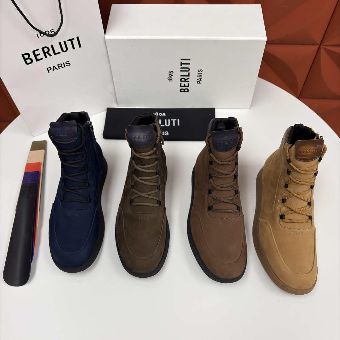 💋💍 布鲁提 Berlut* 男士新品高帮靴 户外徒步靴 官方 19,400 采用优质磨面皮，触感细腻且