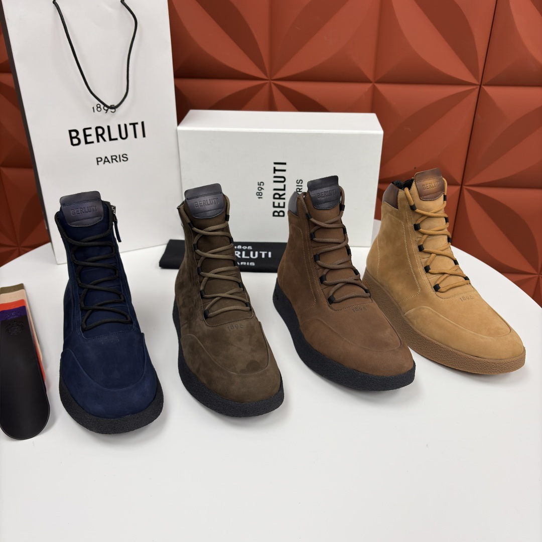 💋💍 布鲁提 Berlut* 男士新品高帮靴 户外徒步靴 官方 19,400 采用优质磨面皮，触感细腻且