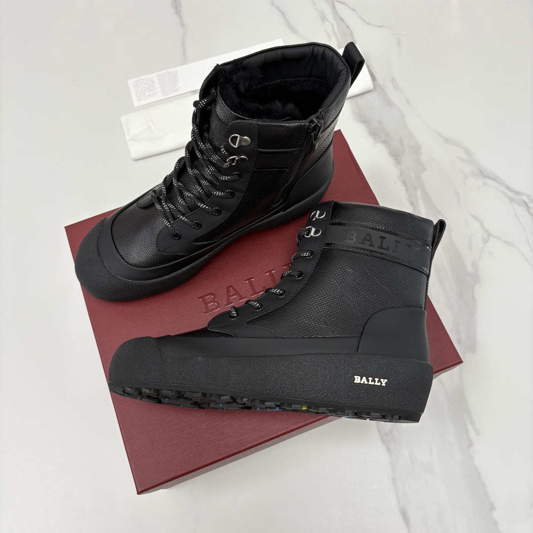 💋💍BL新品发售 Bal*y 巴-利 男士秋冬新品羊毛高帮靴 【Ball*y 机能风毛绒皮靴｜冬日酷感密