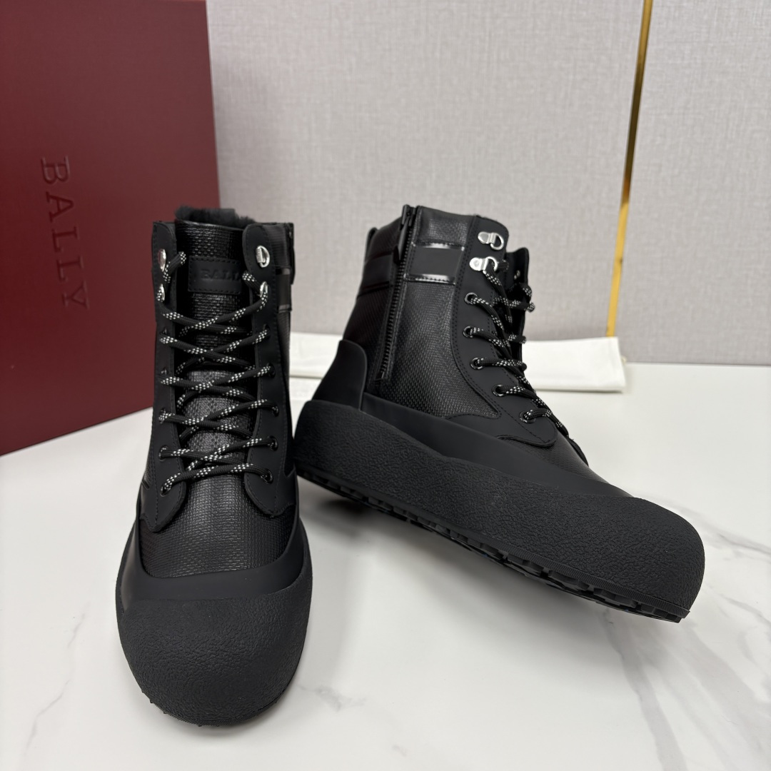 💋💍BL新品发售 Bal*y 巴-利 男士秋冬新品羊毛高帮靴 【Ball*y 机能风毛绒皮靴｜冬日酷感密