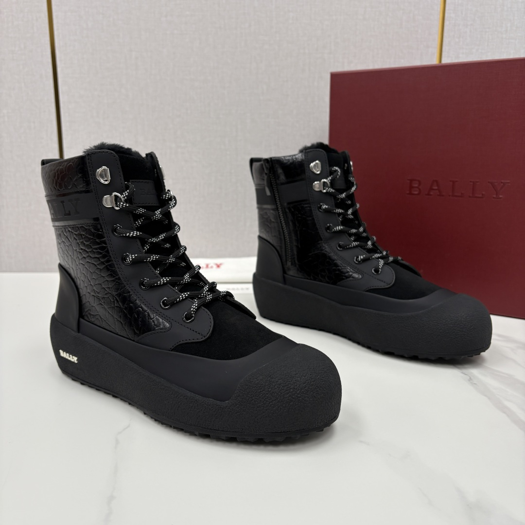 💋💍BL新品发售 Bal*y 巴-利 男士秋冬新品羊毛高帮靴 【Ball*y 机能风毛绒皮靴｜冬日酷感密