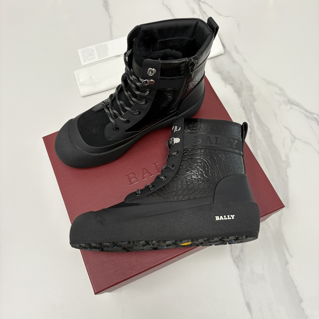 💋💍BL新品发售 Bal*y 巴-利 男士秋冬新品羊毛高帮靴 【Ball*y 机能风毛绒皮靴｜冬日酷感密