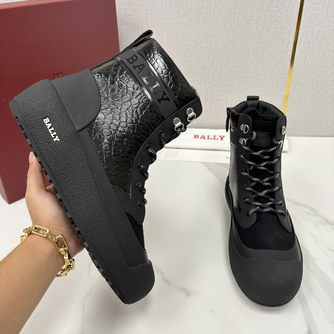 💋💍BL新品发售 Bal*y 巴-利 男士秋冬新品羊毛高帮靴 【Ball*y 机能风毛绒皮靴｜冬日酷感密