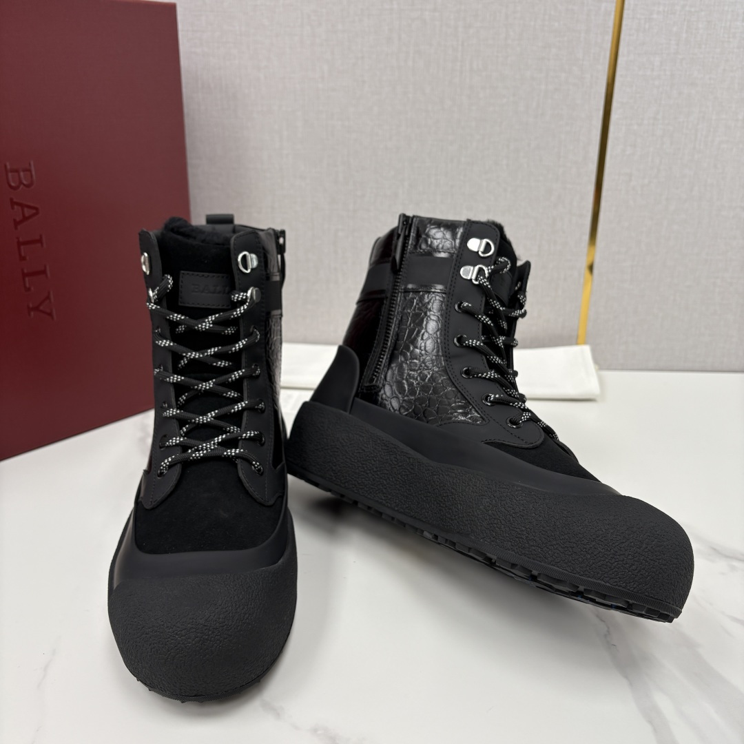 💋💍BL新品发售 Bal*y 巴-利 男士秋冬新品羊毛高帮靴 【Ball*y 机能风毛绒皮靴｜冬日酷感密