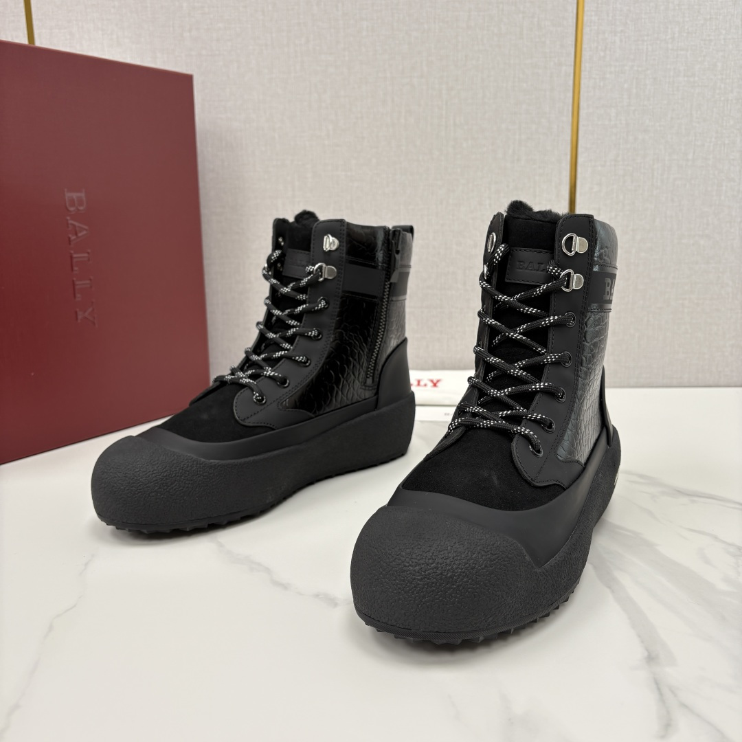 💋💍BL新品发售 Bal*y 巴-利 男士秋冬新品羊毛高帮靴 【Ball*y 机能风毛绒皮靴｜冬日酷感密