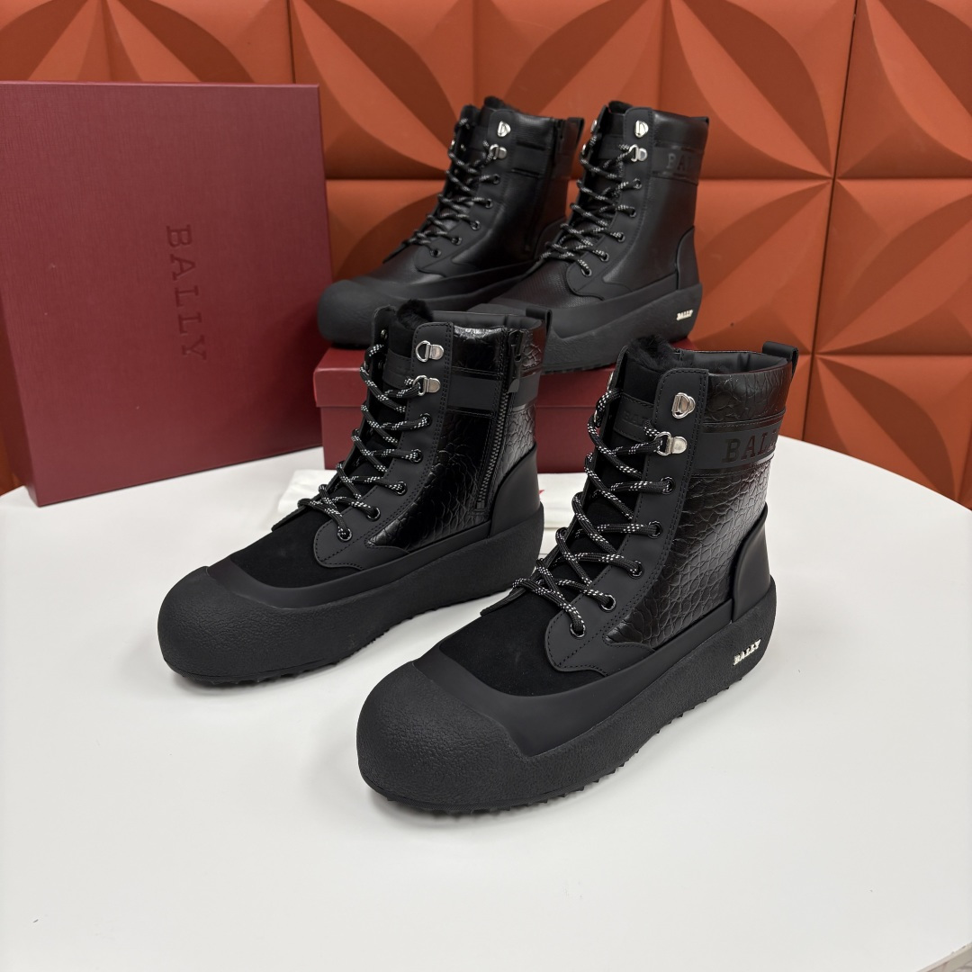 💋💍BL新品发售 Bal*y 巴-利 男士秋冬新品羊毛高帮靴 【Ball*y 机能风毛绒皮靴｜冬日酷感密