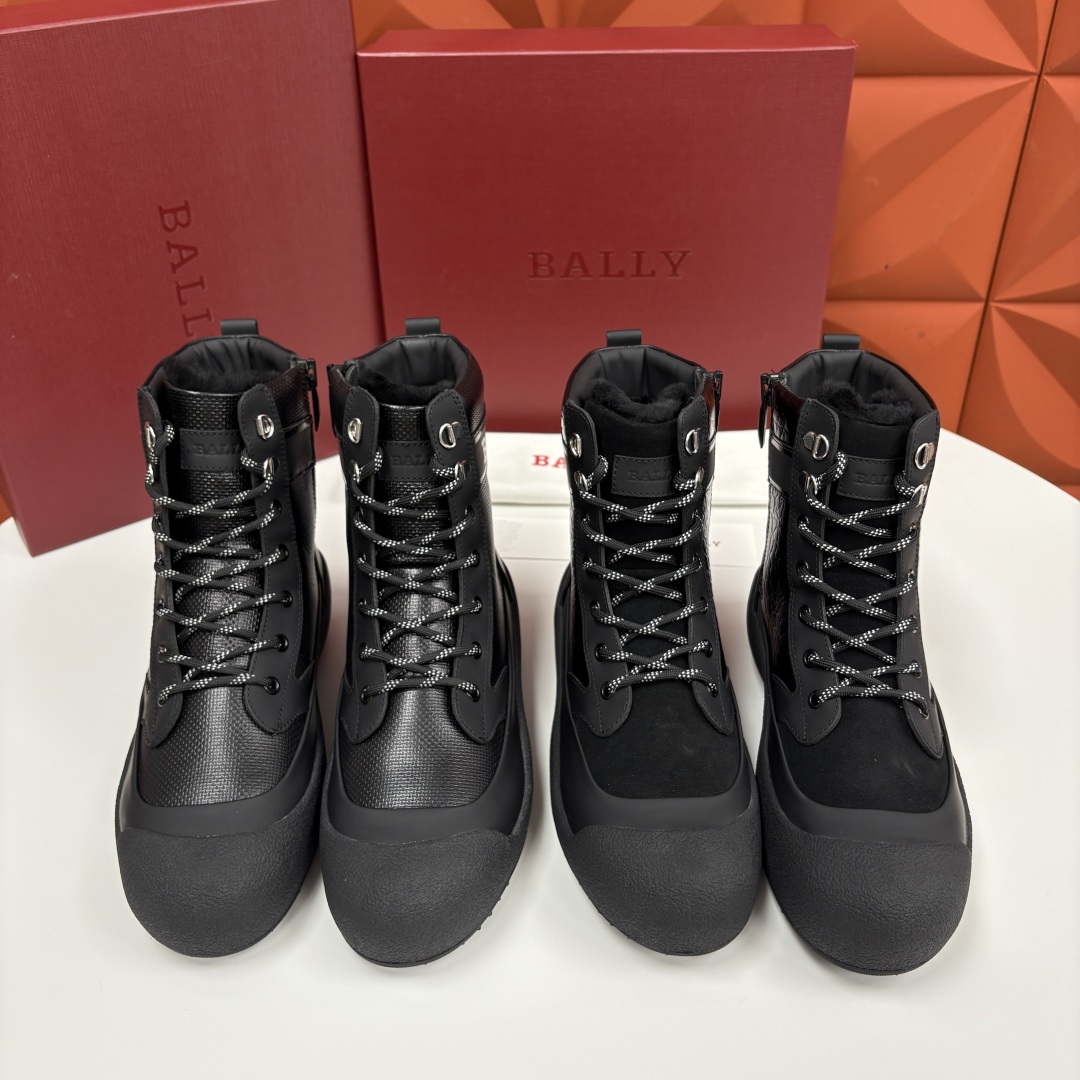 💋💍BL新品发售 Bal*y 巴-利 男士秋冬新品羊毛高帮靴 【Ball*y 机能风毛绒皮靴｜冬日酷感密