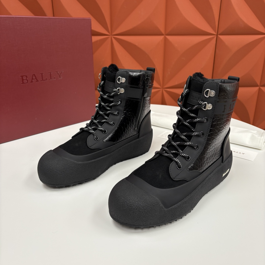 💋💍BL新品发售 Bal*y 巴-利 男士秋冬新品羊毛高帮靴 【Ball*y 机能风毛绒皮靴｜冬日酷感密