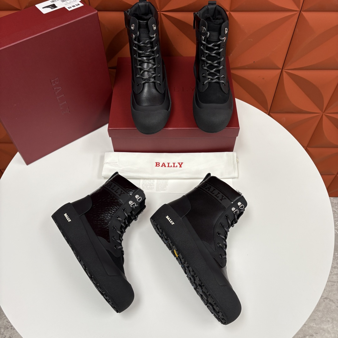 💋💍BL新品发售 Bal*y 巴-利 男士秋冬新品羊毛高帮靴 【Ball*y 机能风毛绒皮靴｜冬日酷感密