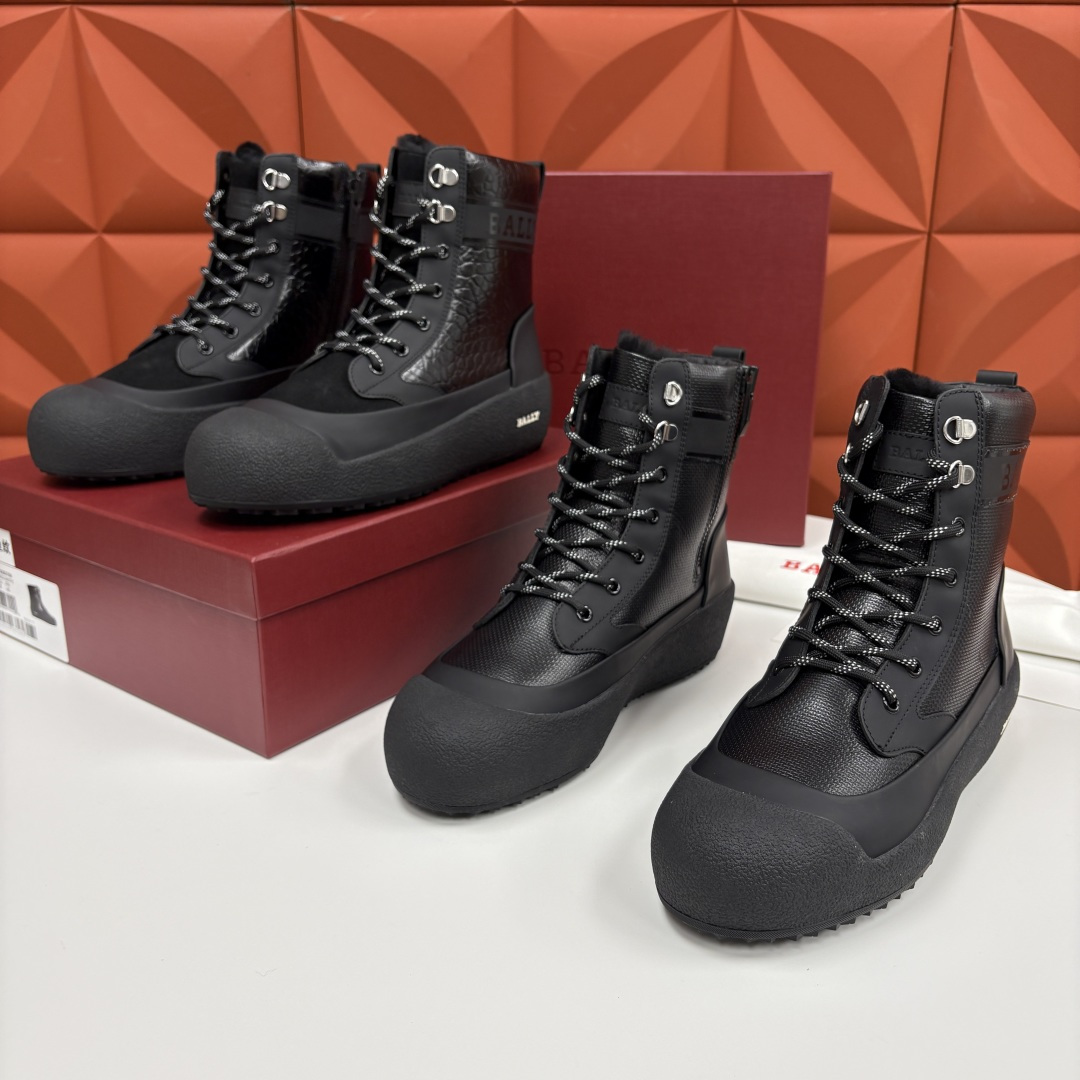 💋💍BL新品发售 Bal*y 巴-利 男士秋冬新品羊毛高帮靴 【Ball*y 机能风毛绒皮靴｜冬日酷感密