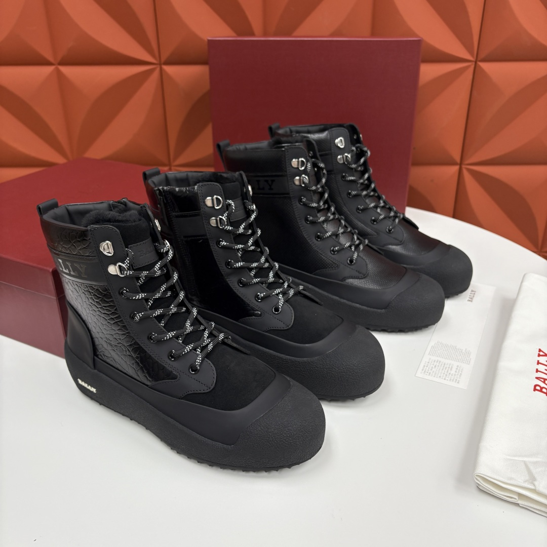 💋💍BL新品发售 Bal*y 巴-利 男士秋冬新品羊毛高帮靴 【Ball*y 机能风毛绒皮靴｜冬日酷感密