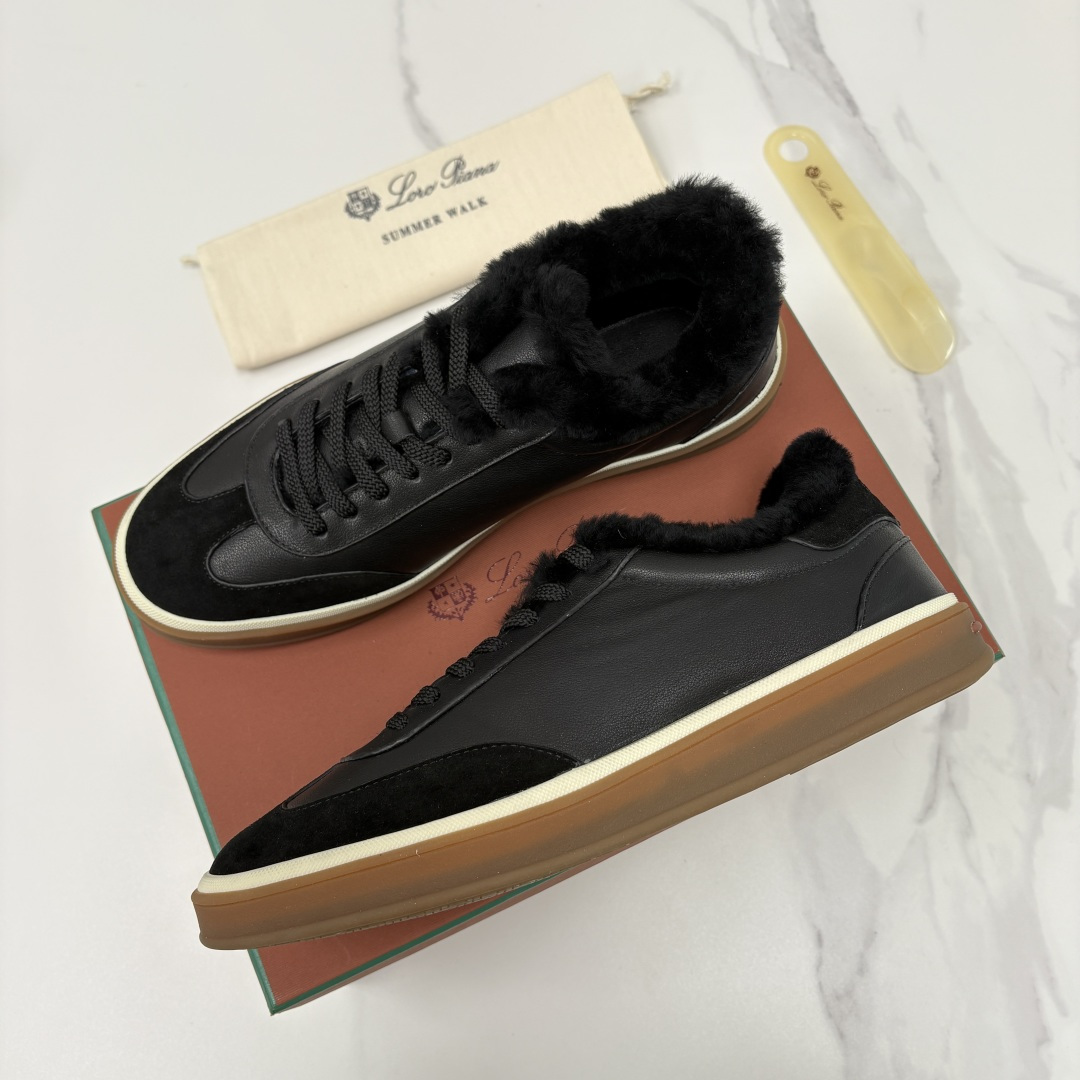 💋💍LP 家新品 LoroPian*/诺悠-翩雅 新款男士德训鞋磨砂皮荔枝纹牛皮板鞋 LP系带秋冬休闲羊