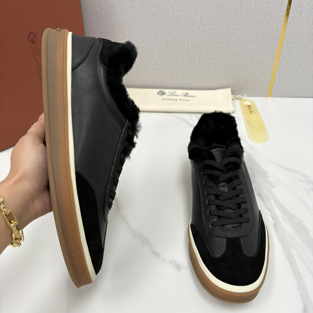 💋💍LP 家新品 LoroPian*/诺悠-翩雅 新款男士德训鞋磨砂皮荔枝纹牛皮板鞋 LP系带秋冬休闲羊