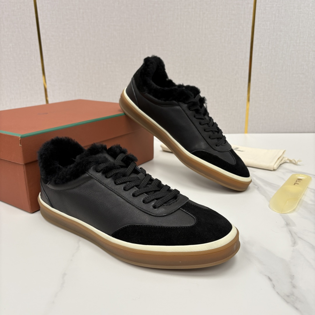 💋💍LP 家新品 LoroPian*/诺悠-翩雅 新款男士德训鞋磨砂皮荔枝纹牛皮板鞋 LP系带秋冬休闲羊