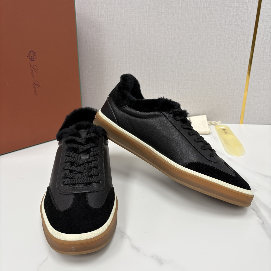 💋💍LP 家新品 LoroPian*/诺悠-翩雅 新款男士德训鞋磨砂皮荔枝纹牛皮板鞋 LP系带秋冬休闲羊