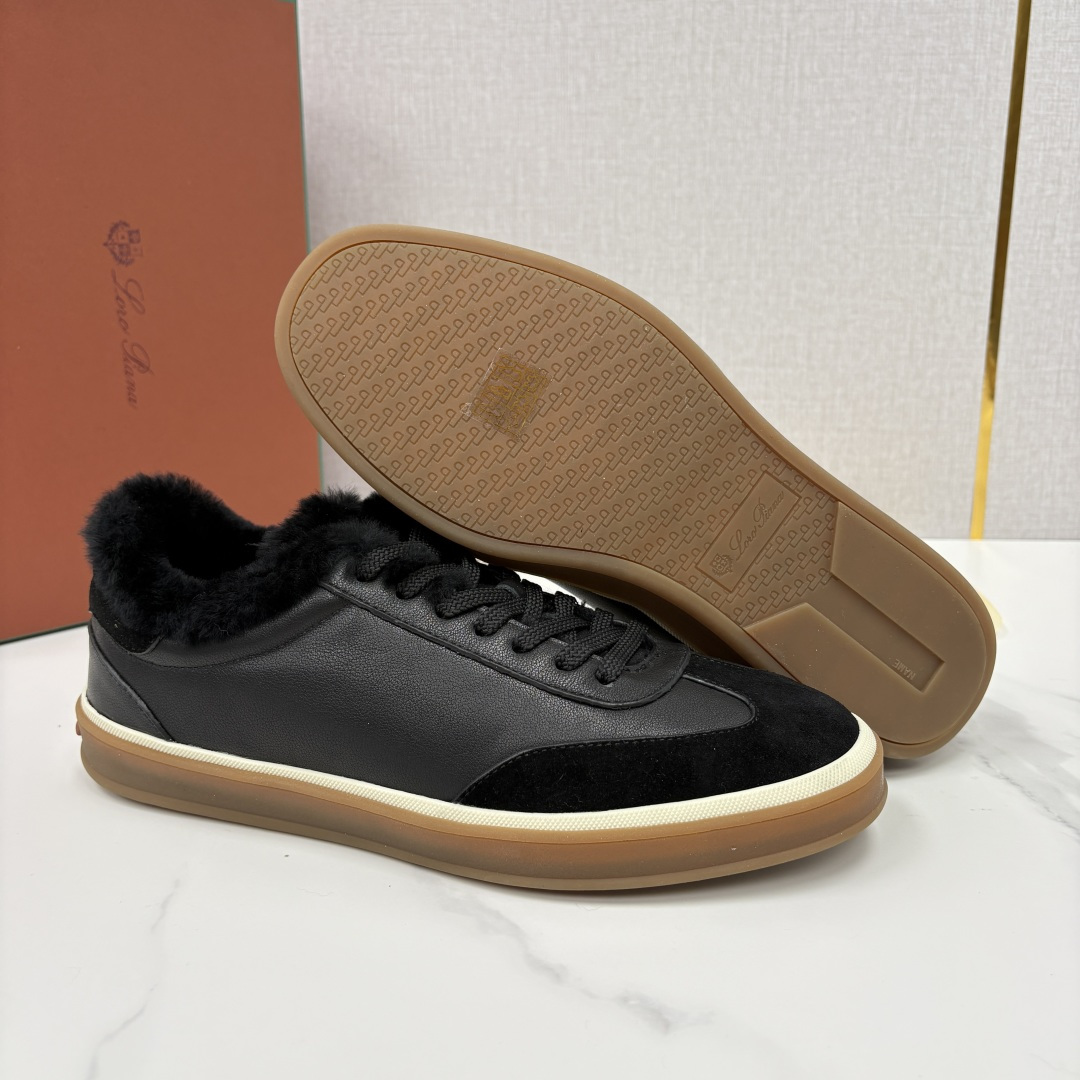 💋💍LP 家新品 LoroPian*/诺悠-翩雅 新款男士德训鞋磨砂皮荔枝纹牛皮板鞋 LP系带秋冬休闲羊