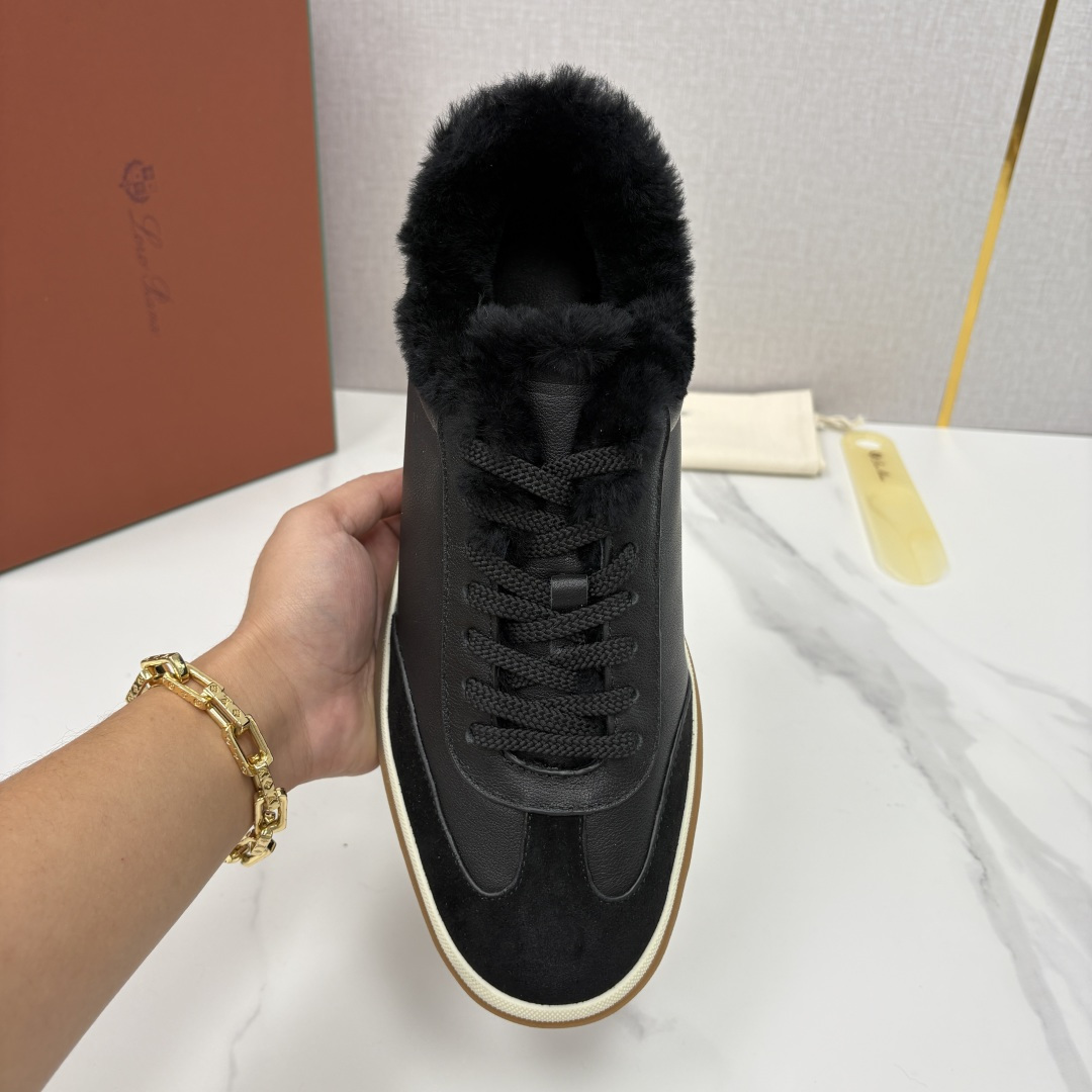 💋💍LP 家新品 LoroPian*/诺悠-翩雅 新款男士德训鞋磨砂皮荔枝纹牛皮板鞋 LP系带秋冬休闲羊