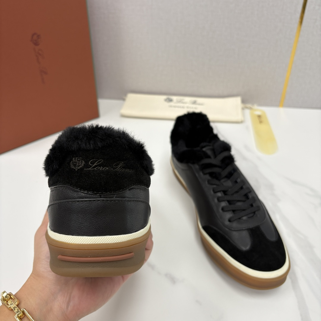 💋💍LP 家新品 LoroPian*/诺悠-翩雅 新款男士德训鞋磨砂皮荔枝纹牛皮板鞋 LP系带秋冬休闲羊