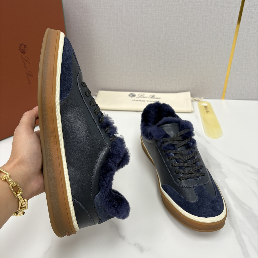 💋💍LP 家新品 LoroPian*/诺悠-翩雅 新款男士德训鞋磨砂皮荔枝纹牛皮板鞋 LP系带秋冬休闲羊