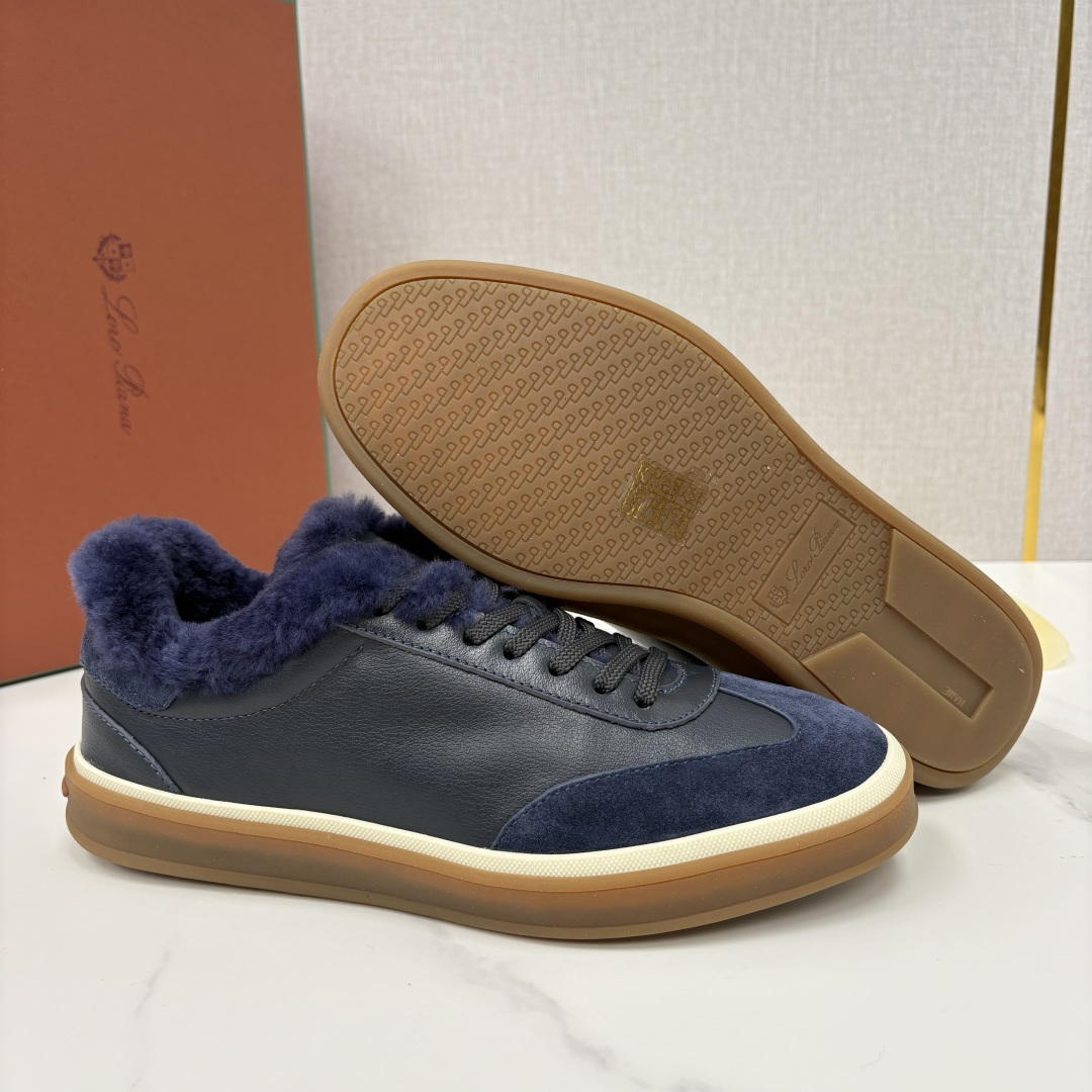 💋💍LP 家新品 LoroPian*/诺悠-翩雅 新款男士德训鞋磨砂皮荔枝纹牛皮板鞋 LP系带秋冬休闲羊