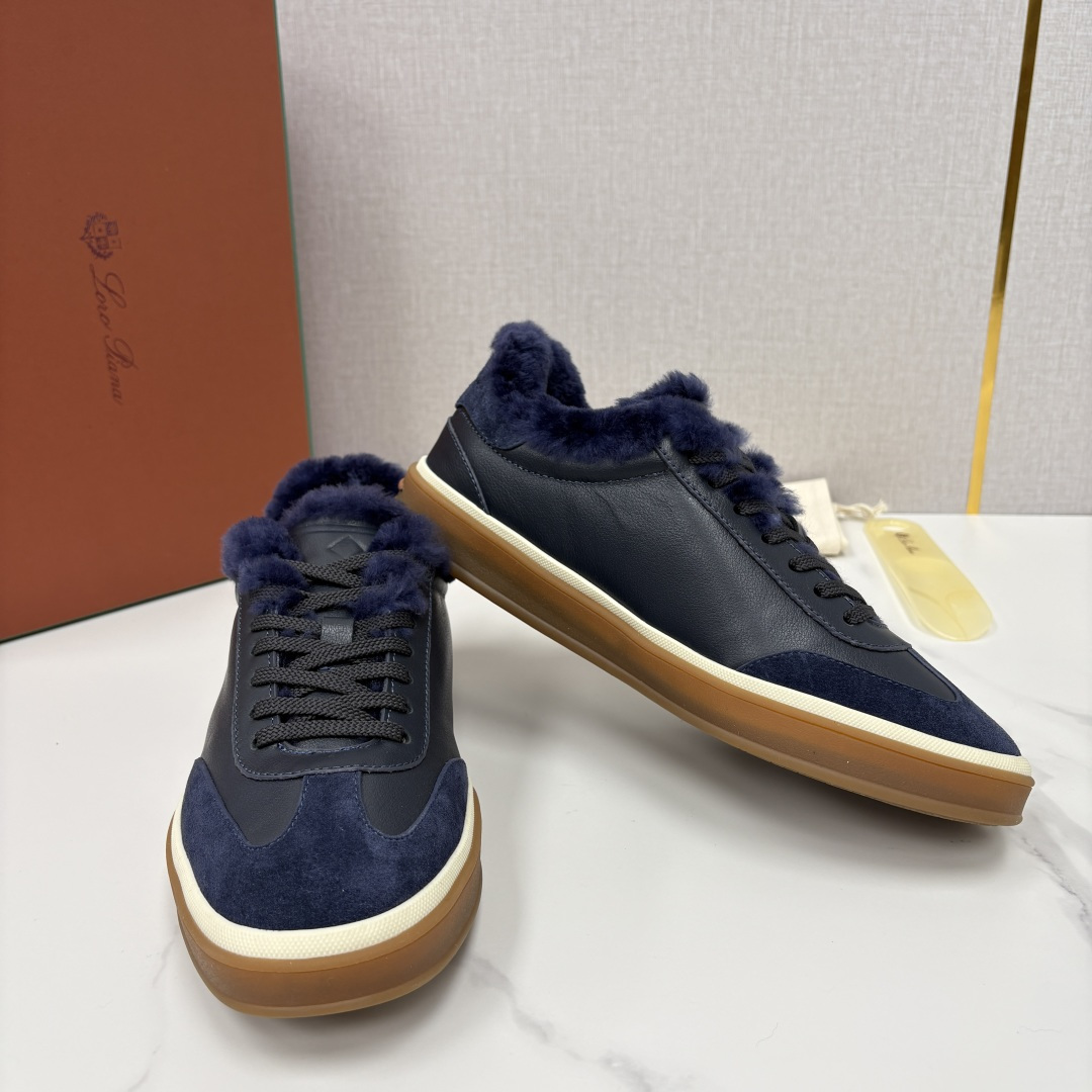 💋💍LP 家新品 LoroPian*/诺悠-翩雅 新款男士德训鞋磨砂皮荔枝纹牛皮板鞋 LP系带秋冬休闲羊