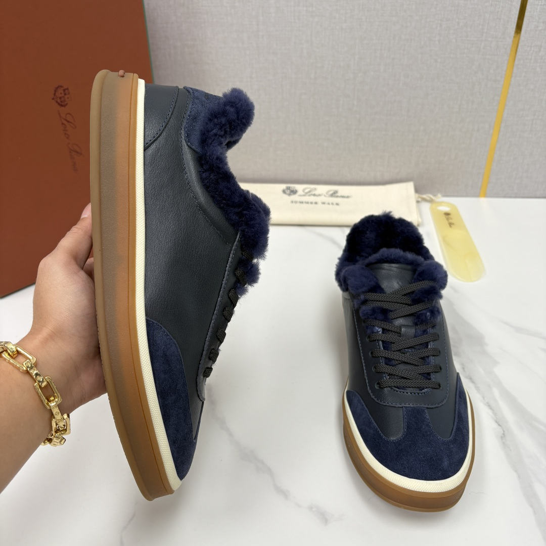 💋💍LP 家新品 LoroPian*/诺悠-翩雅 新款男士德训鞋磨砂皮荔枝纹牛皮板鞋 LP系带秋冬休闲羊