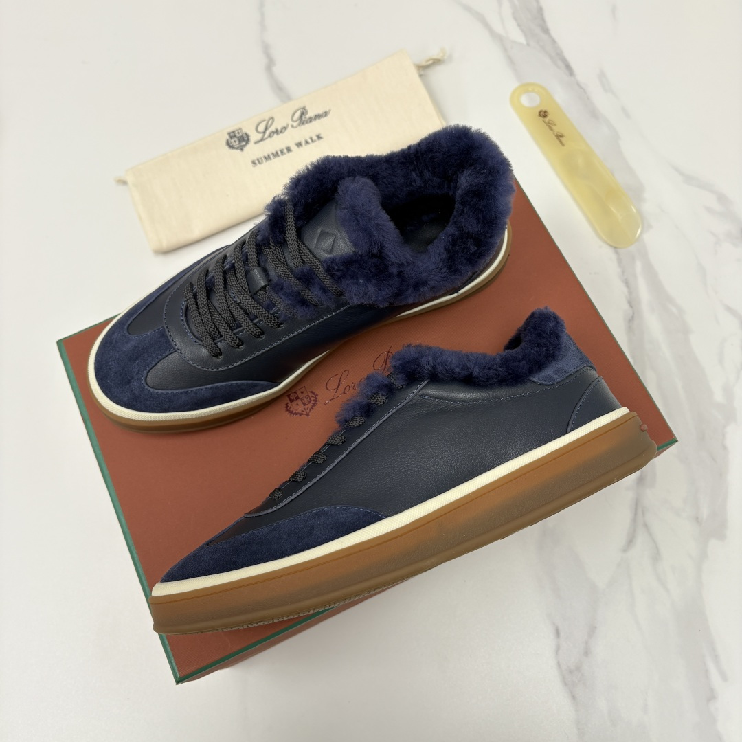 💋💍LP 家新品 LoroPian*/诺悠-翩雅 新款男士德训鞋磨砂皮荔枝纹牛皮板鞋 LP系带秋冬休闲羊