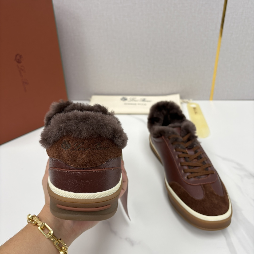 💋💍LP 家新品 LoroPian*/诺悠-翩雅 新款男士德训鞋磨砂皮荔枝纹牛皮板鞋 LP系带秋冬休闲羊