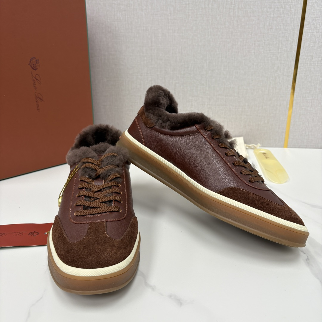 💋💍LP 家新品 LoroPian*/诺悠-翩雅 新款男士德训鞋磨砂皮荔枝纹牛皮板鞋 LP系带秋冬休闲羊