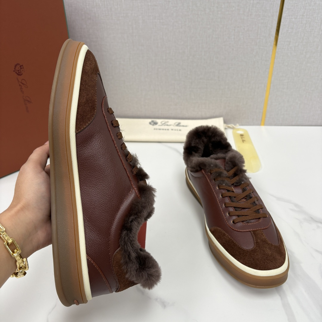 💋💍LP 家新品 LoroPian*/诺悠-翩雅 新款男士德训鞋磨砂皮荔枝纹牛皮板鞋 LP系带秋冬休闲羊