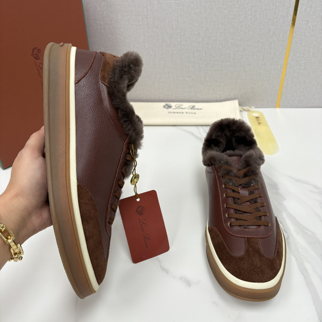 💋💍LP 家新品 LoroPian*/诺悠-翩雅 新款男士德训鞋磨砂皮荔枝纹牛皮板鞋 LP系带秋冬休闲羊