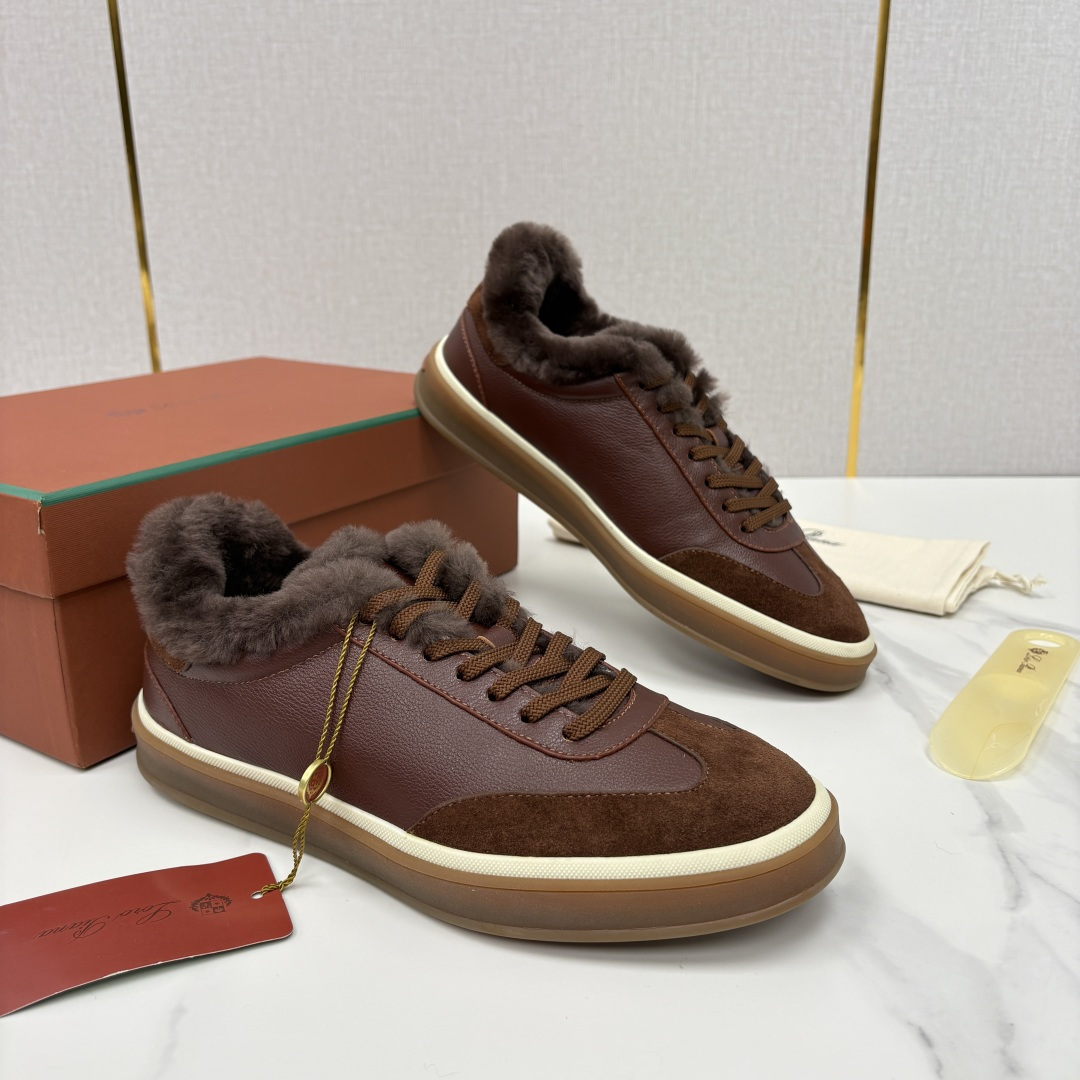 💋💍LP 家新品 LoroPian*/诺悠-翩雅 新款男士德训鞋磨砂皮荔枝纹牛皮板鞋 LP系带秋冬休闲羊