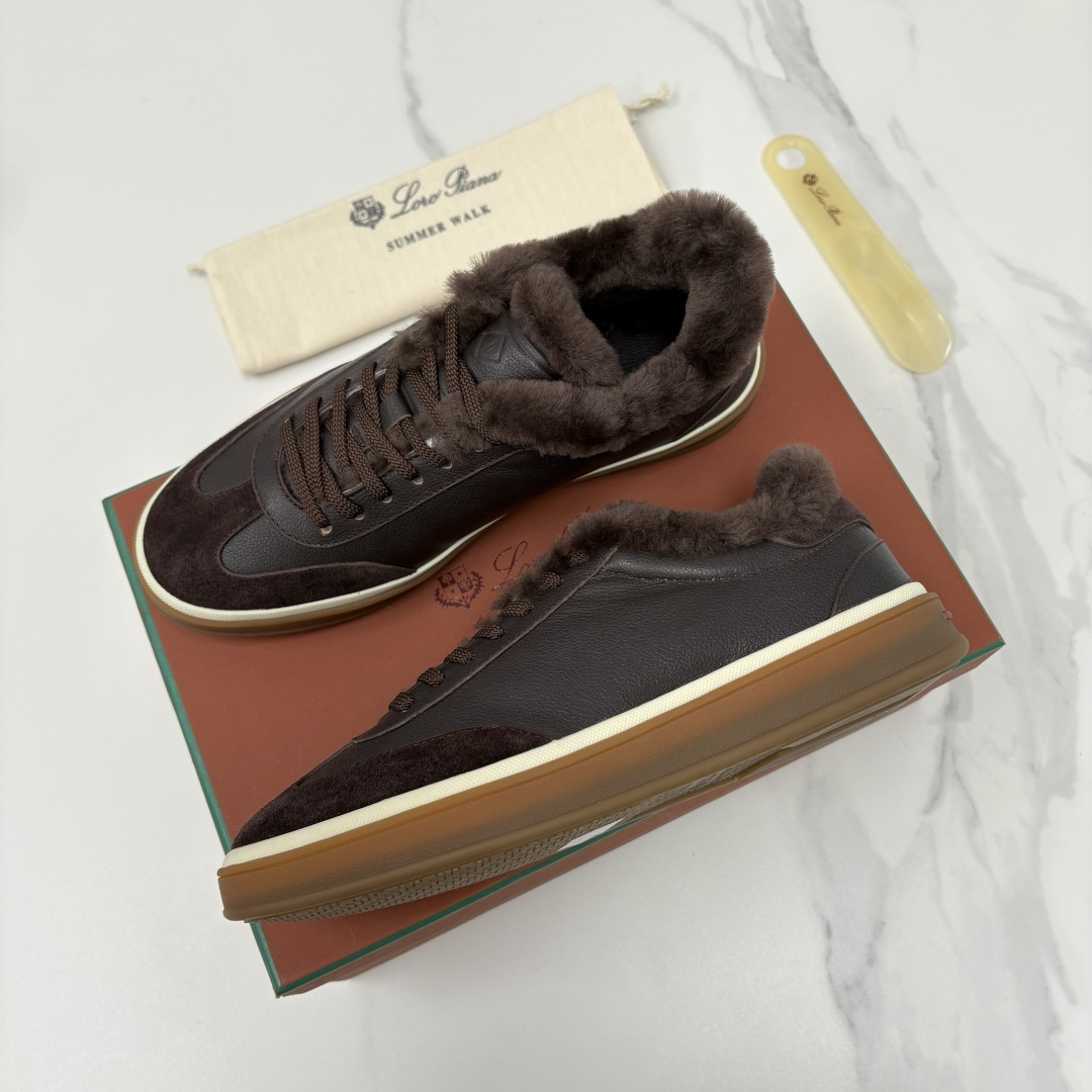 💋💍LP 家新品 LoroPian*/诺悠-翩雅 新款男士德训鞋磨砂皮荔枝纹牛皮板鞋 LP系带秋冬休闲羊