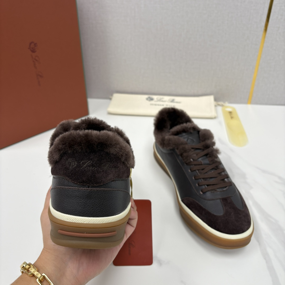 💋💍LP 家新品 LoroPian*/诺悠-翩雅 新款男士德训鞋磨砂皮荔枝纹牛皮板鞋 LP系带秋冬休闲羊