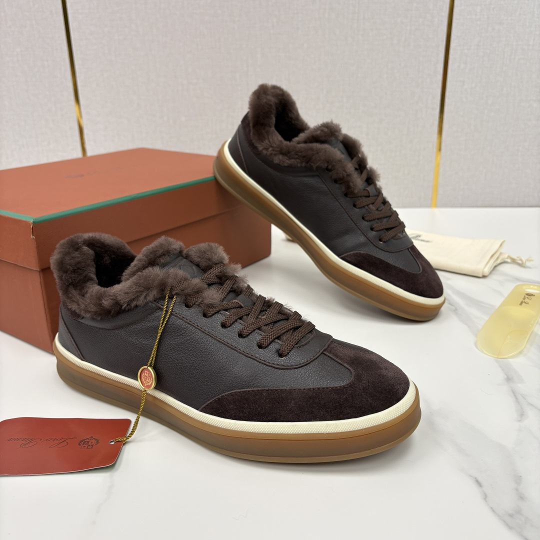 💋💍LP 家新品 LoroPian*/诺悠-翩雅 新款男士德训鞋磨砂皮荔枝纹牛皮板鞋 LP系带秋冬休闲羊