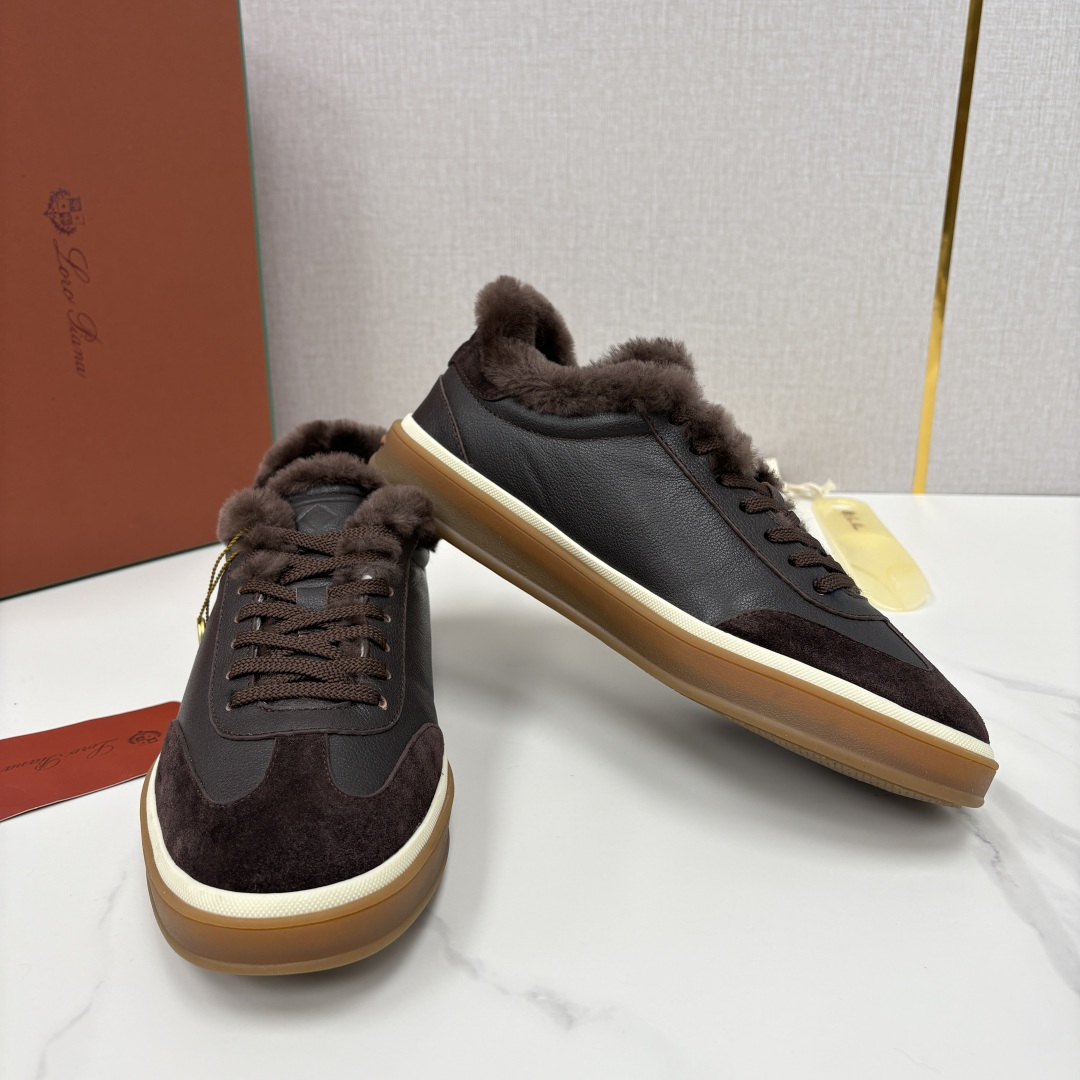 💋💍LP 家新品 LoroPian*/诺悠-翩雅 新款男士德训鞋磨砂皮荔枝纹牛皮板鞋 LP系带秋冬休闲羊