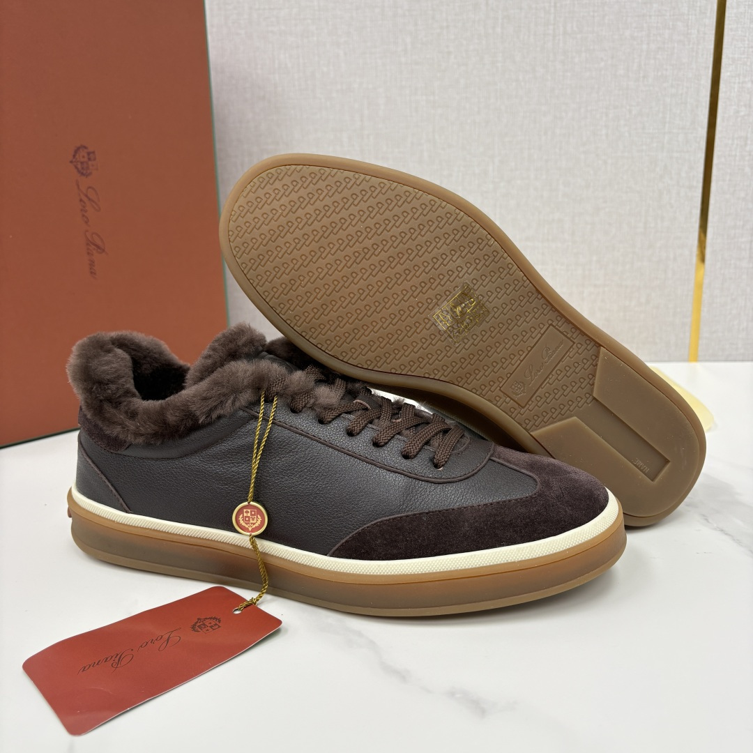 💋💍LP 家新品 LoroPian*/诺悠-翩雅 新款男士德训鞋磨砂皮荔枝纹牛皮板鞋 LP系带秋冬休闲羊