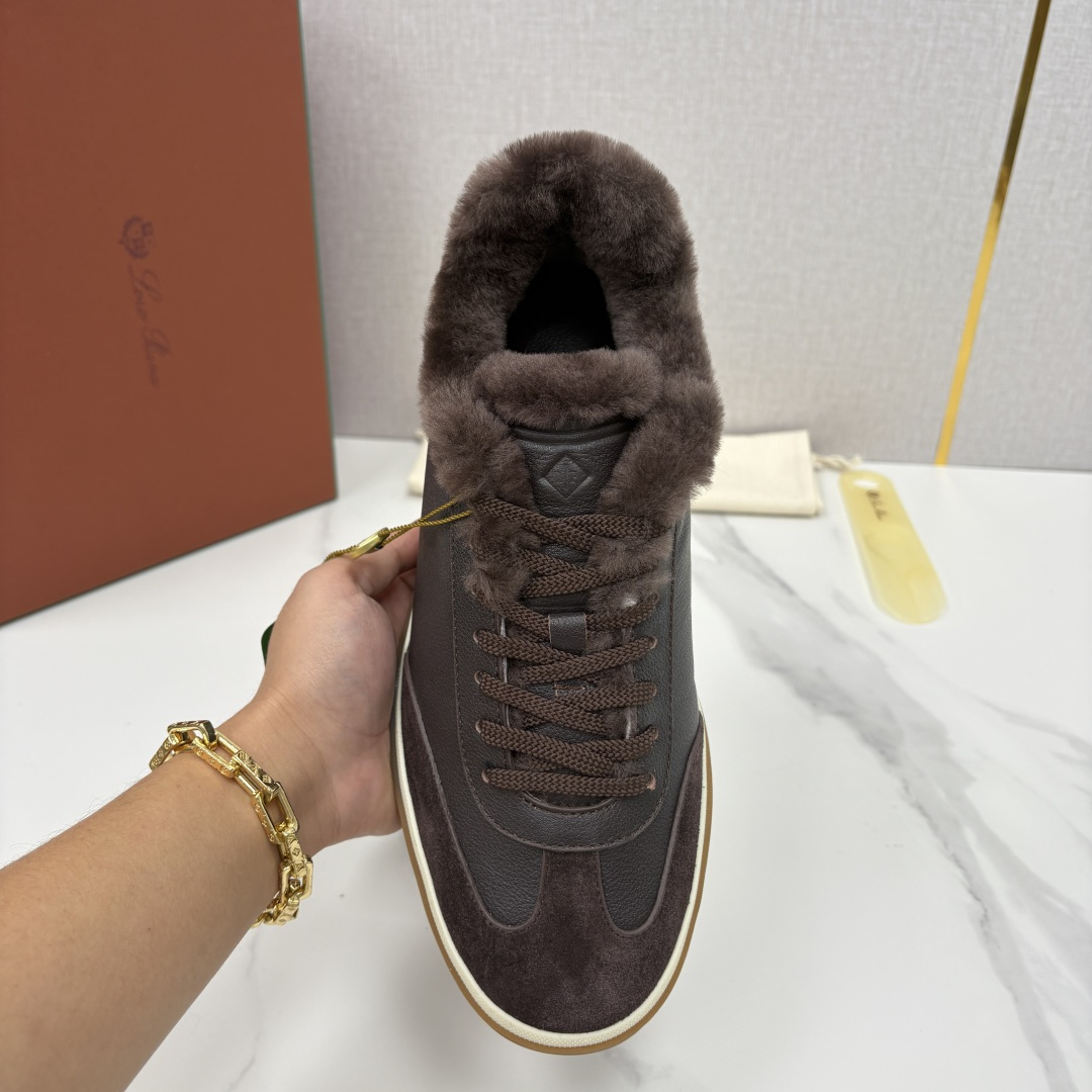 💋💍LP 家新品 LoroPian*/诺悠-翩雅 新款男士德训鞋磨砂皮荔枝纹牛皮板鞋 LP系带秋冬休闲羊